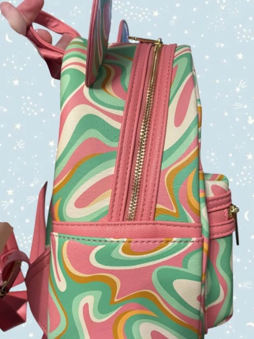 Loungefly Disney Parks Mickey Mouse Ear Swirl Mini Backpack - Picture 2 of 8
